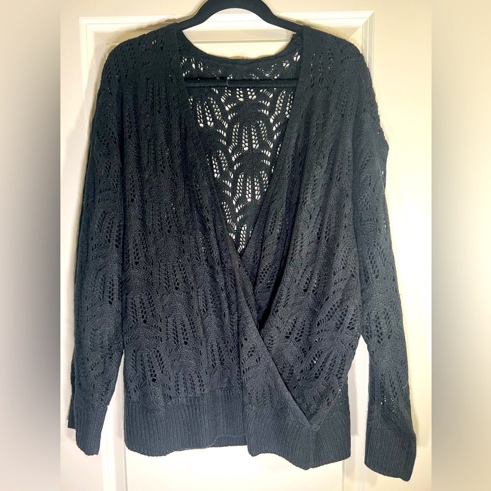 Black Faux Wrap Sweater Size 3xl